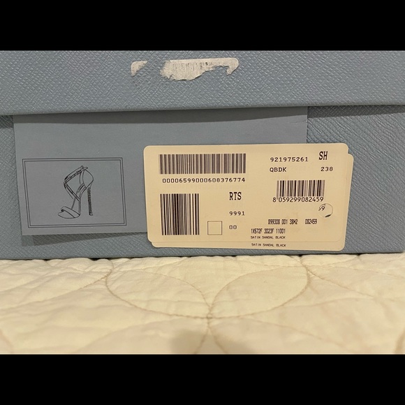 NIB Prada Satin Black Criss Cross Strappy Heels 7.5 - Picture 9 of 12